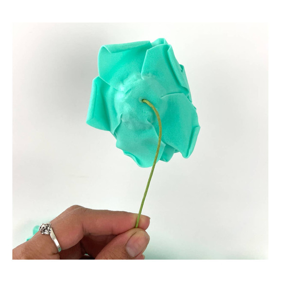 20 PC Mint Green 3" Foam Flower Rose Wire Stem Single NEW Wedding Bridal Parties - Picture 5 of 9